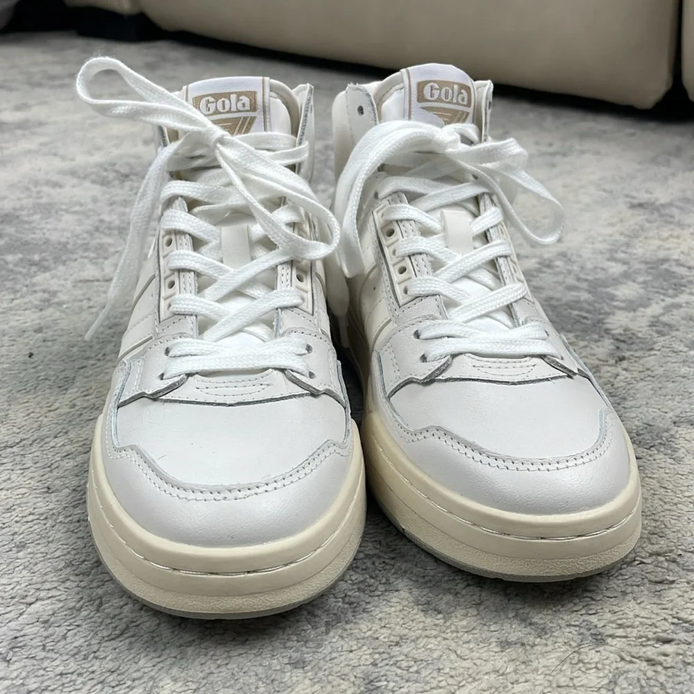 NIB Gola Challenge High Sneakers White Leather Hi Top Retro 80s Style Sz 6.5